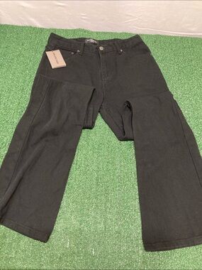 Designer Inspired Black Wide-Leg Trousers unisex Large 32 x 32 (OKPM-05-024)